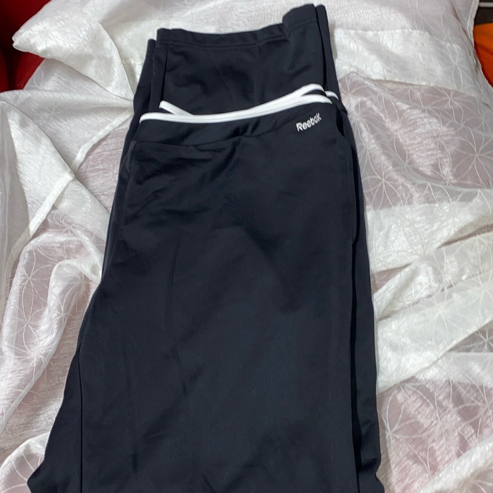 Reebok Play Dry Athletic Pants - black with white trim XL